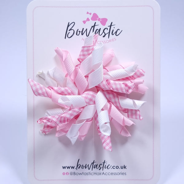 3.5 Inch Corker Bow - Pink & White Gingham