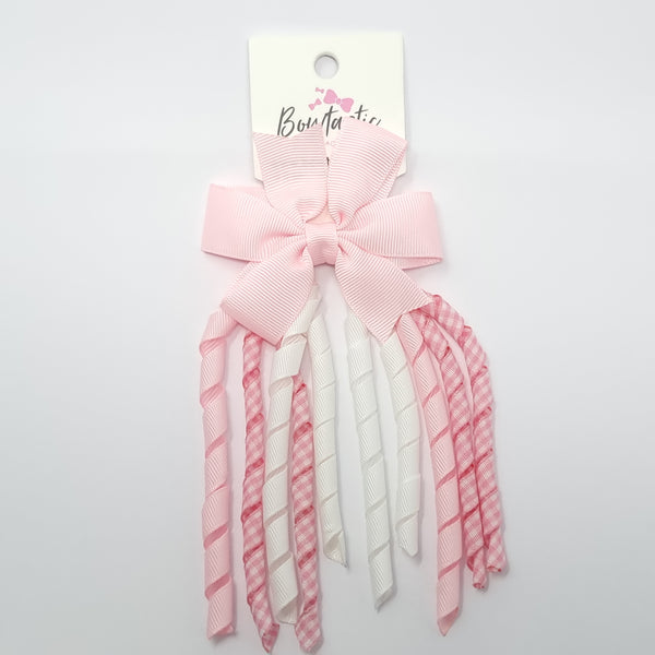 3 Inch Pinwheel Corker Bow - Pink & White Gingham