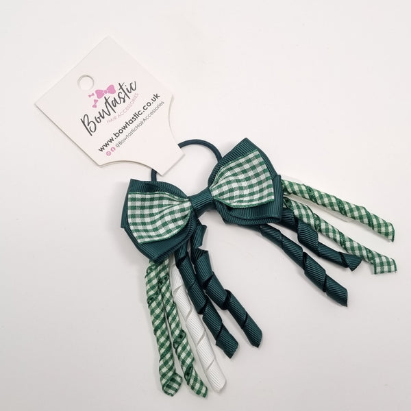 3 Inch Bow Corker Thin Elastic - Green Gingham