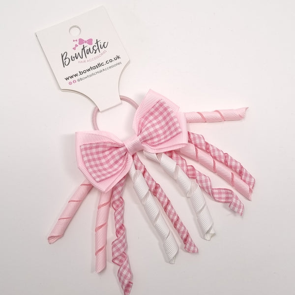 3 Inch Bow Corker Thin Elastic - Pink Gingham