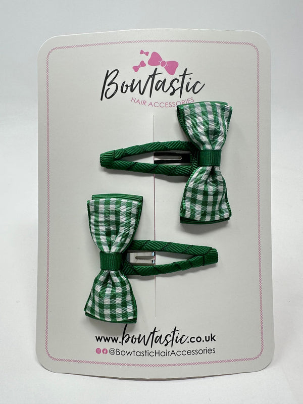 1.75 Inch Snap Clips - Green Gingham - 2 Pack