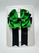 3.5 Inch Tail Bow - Emerald Green & Black