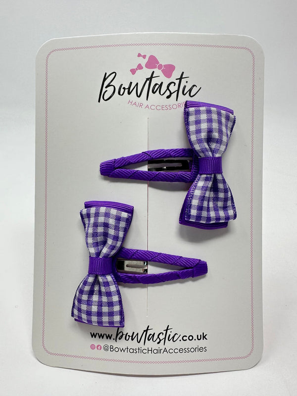 1.75 Inch Snap Clips - Purple Gingham - 2 Pack