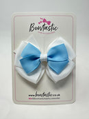 3.75 Inch Layered Bow - Blue Topaz & White
