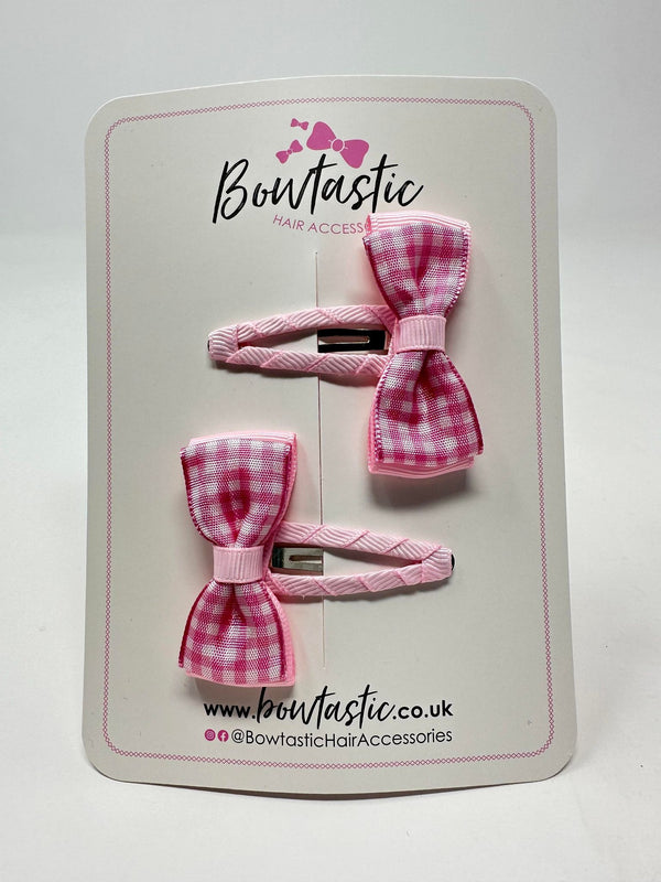 1.75 Inch Snap Clips - Pink Gingham - 2 Pack