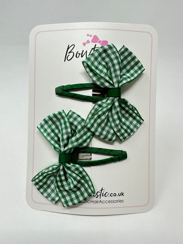 2.75 Inch Snap Clips - Green Gingham - 2 Pack