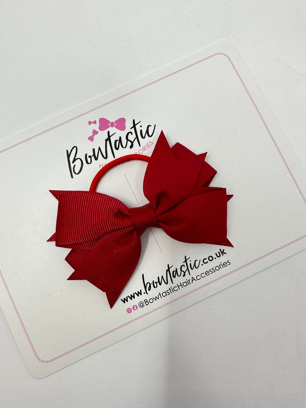 3 Inch 2 Layer Bow Thin Elastic - Scarlet Red