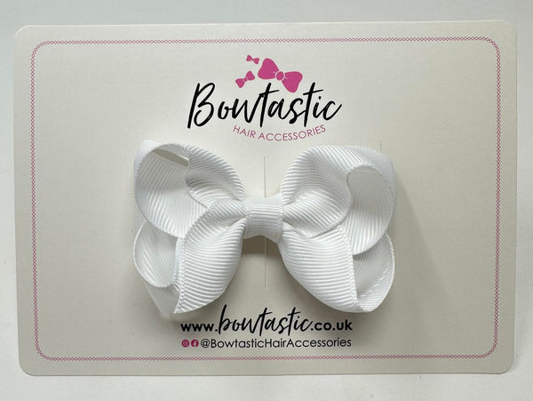 3 Inch Double Bow - White