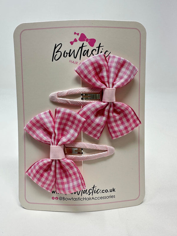 2.5 Inch Butterfly Snap Clips - Pink Gingham - 2 Pack