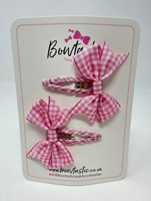 2 Inch Snap Clips - Pink Gingham - 2 Pack