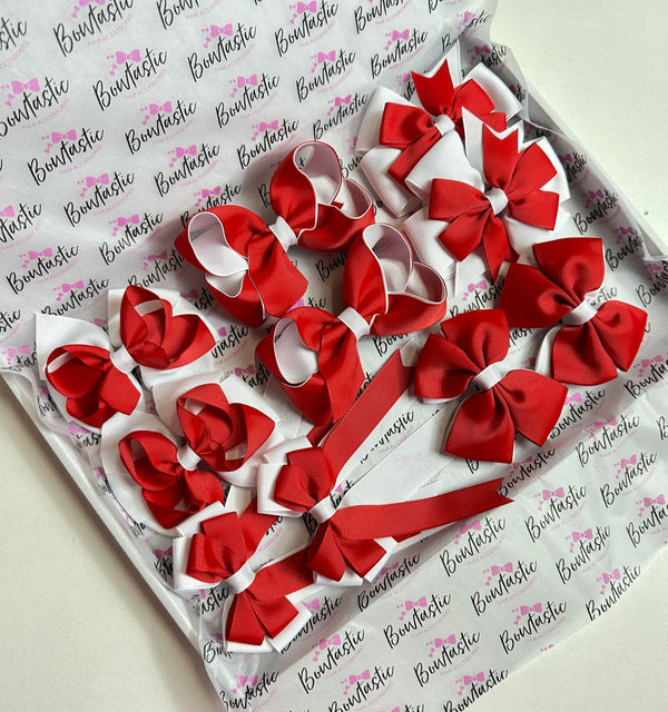 School Bundle - 5 Matching Pairs - Red & White - Clips