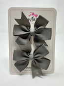 3 Inch Pinwheel Bow - Metal Grey - 2 Pack