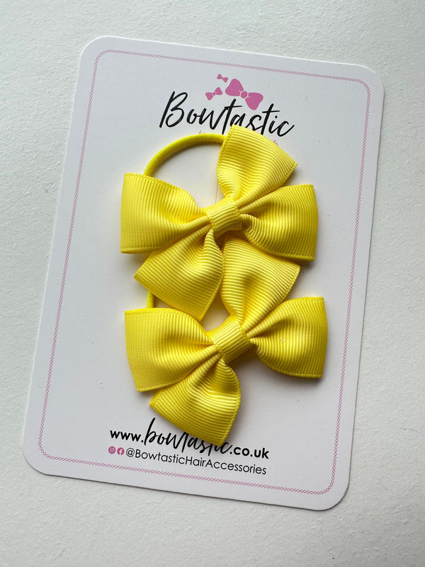 2.5 Inch Butterfly Bow Thin Elastic - Lemon - 2 Pack