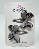 2 Inch Bow Snap Clip - Metal Grey - 2 Pack