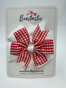 4 Inch Double Pinwheel Bow - Red & White Gingham