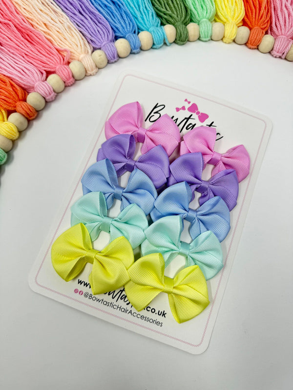 Bow Set - 2.5 Inch Flat - Tulip, Lt Orchid, Bluebell, Crystaline, Baby Maize - 10 Pack