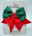 3.5 Inch Flat Tail Bow - Red & Forest Green