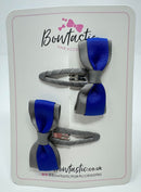 2.5 Inch Tuxedo Snap Clip - Cobalt & Metal Grey - 2 Pack