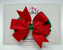3.5 inch Butterfly Pinwheel Bow - Forest Green & Red