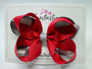 4 Inch 2 Layer Bow - Red & Silver