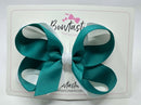 4 Inch 2 Layer Bow - Jade Green & White