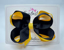4 Inch Bow 2 Layer - Black & Daffodil