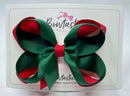 4 Inch 2 Layer Bow - Forest Green & Red