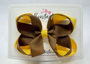 4 Inch 2 Layer Bow - Turftan & Yellow Gold
