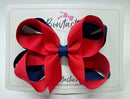 4 Inch 2 Layer Bow - Red & Navy