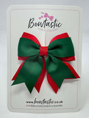 3 Inch Tail Bow - Forest Green & Red