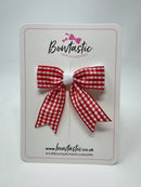 2.75 Inch Tail Bow - Red & White Gingham