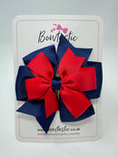 4 Inch Double Pinwheel Bow - Red & Navy