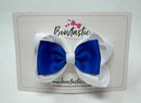 3.5 Inch Tuxedo Double Bow - Royal Blue & White