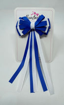 3.5 Inch Streamer Tail Bow - Royal Blue & White