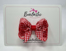 3 Inch Double Bow - Red & Red Gingham