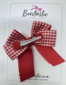 3 Inch Twist Short Tail Bow - Red Gingham
