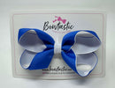 4 Inch Double Ribbon Bow Style 2 - Royal Blue & White