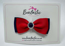 3.5 Inch Flat Gem Bow - Red & Navy