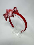 4 Inch Bow Alice Band - Red Gingham