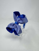 4 Inch Bow Alice Band - Royal Blue Gingham