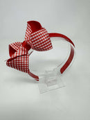 4 Inch Bow Alice Band - Red Gingham