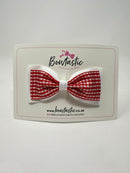 4 Inch Double Tuxedo Bow - Red & White Gingham