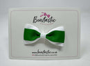 3 Inch Flat Thin Tuxedo Bow - Emerald Green & White