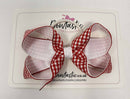 4 Inch Double Ribbon Bow Bobble Style 2 - Red & White Gingham