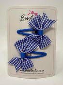 2.5 Inch Snap Clips - Royal Blue Gingham - 2 Pack