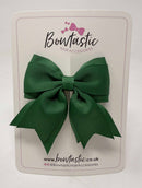 3 Inch Flat 2 Layer Tail Bow - Forest Green