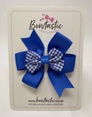 3 Inch 2 Layer Pinwheel Bow Thin Elastic - Royal & Royal Blue Gingham