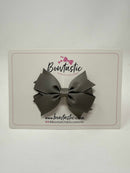3 Inch Flat 2 Layer Bow - Metal Grey