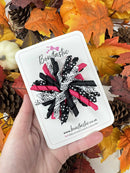 3.5 Inch Corker Bow - Shocking Pink, Black & White Spider's Web