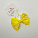 3.5 Inch Twist Bow Thin Elastic - Yellow Gingham